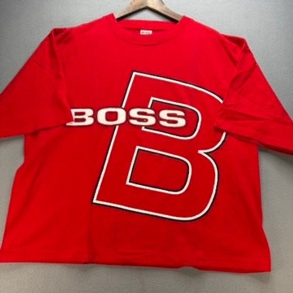 Vintage Boss T-Shirt Men XXL Red Graphic Tee Big Logo Single Stitch Made In USA